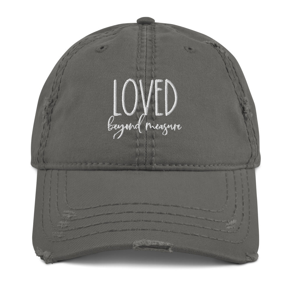 Loved Beyond Measure Embroidered Distressed Hat