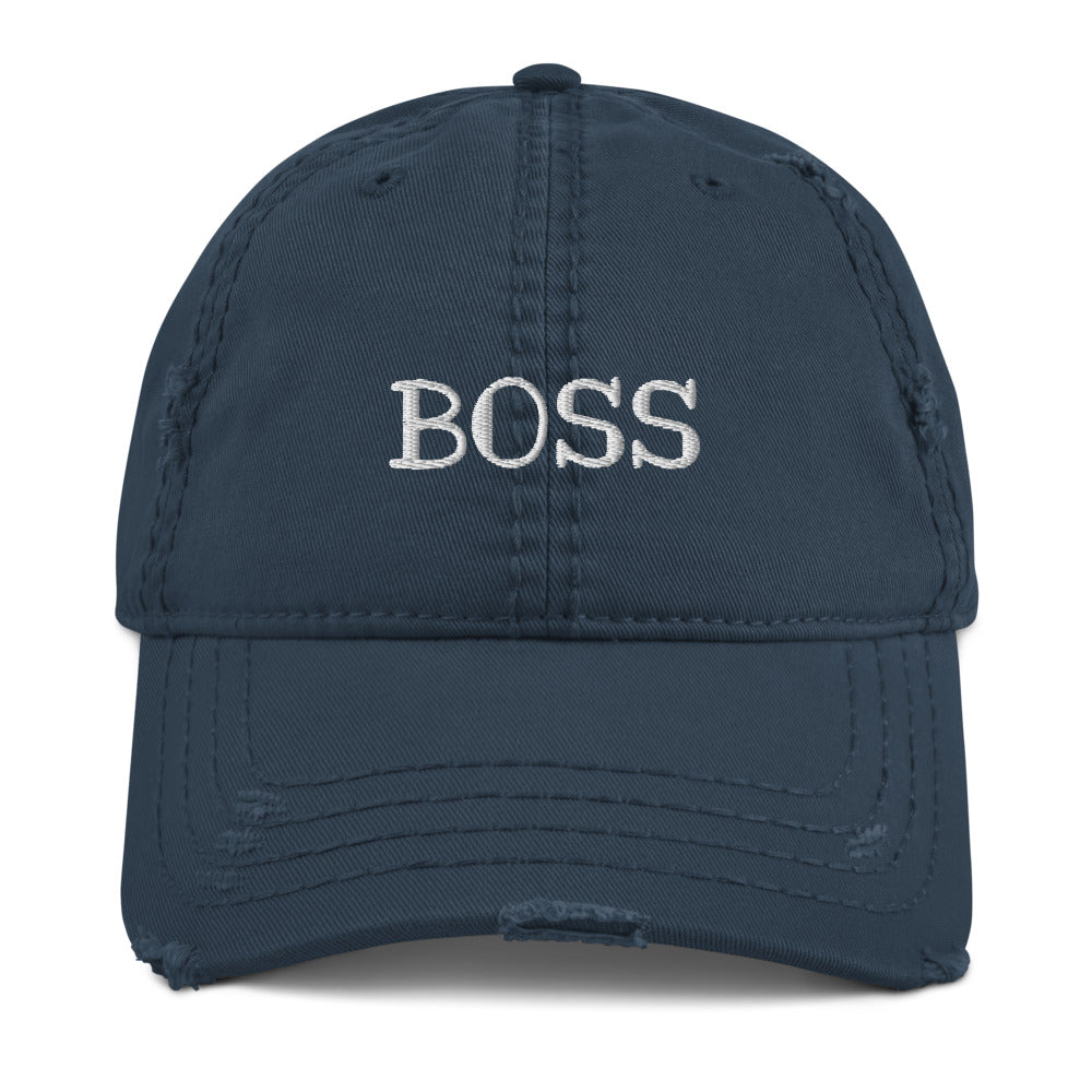 Boss Embroidered Distressed Hat