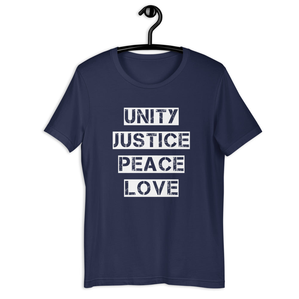Unity Justice Peace Love Short Sleeve Unisex Tee