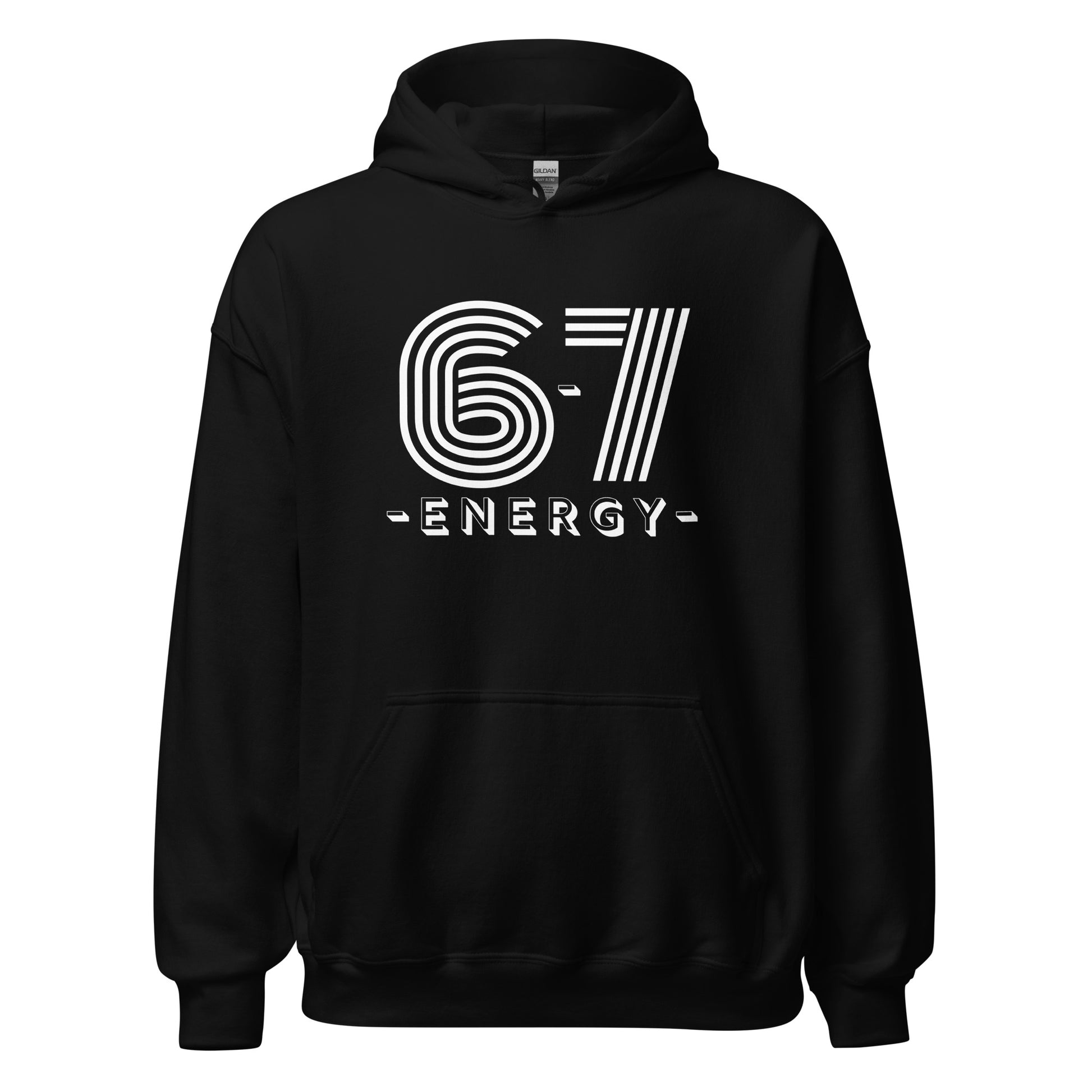 Black unisex hoodie with white text  6-7 ENERGY