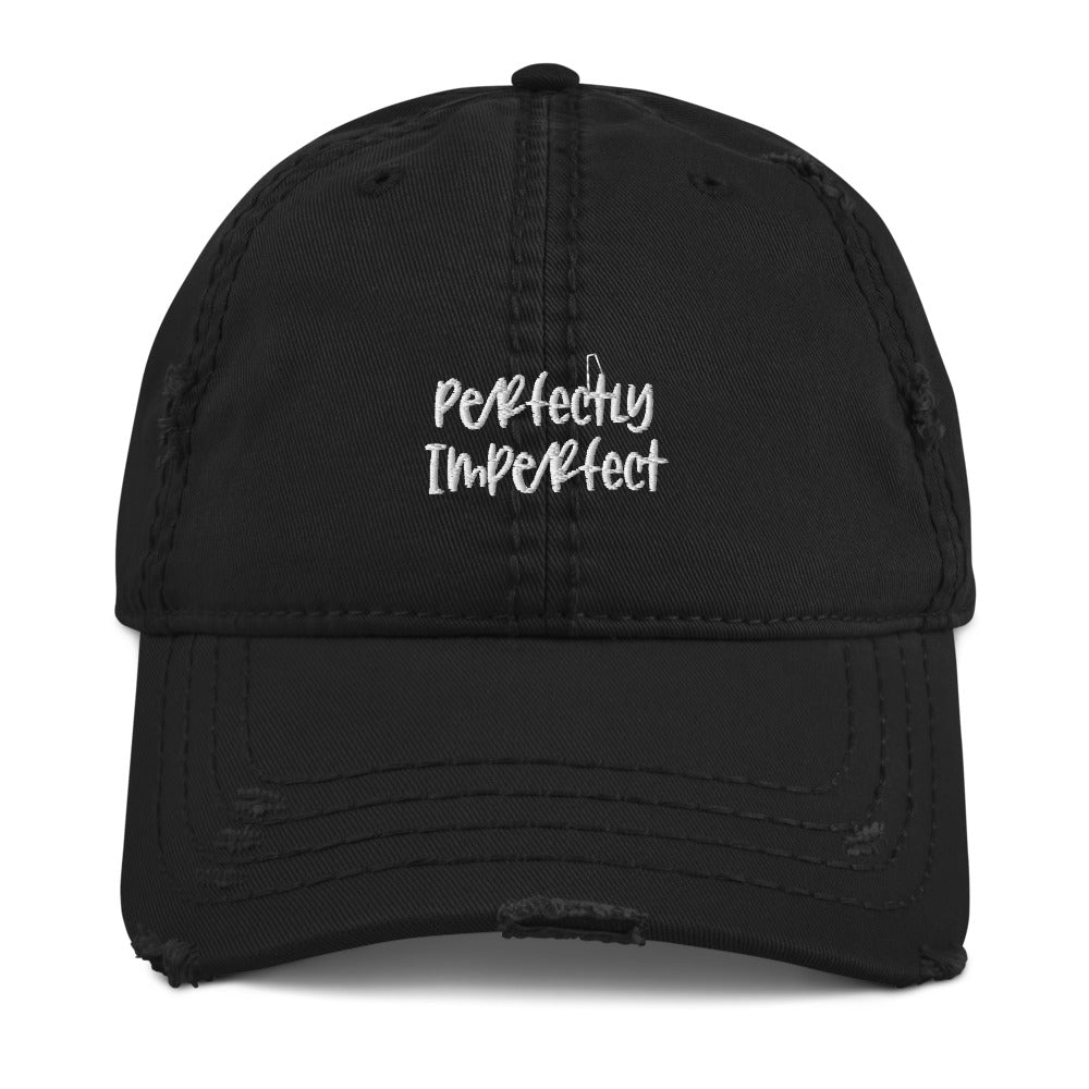 Perfectly Imperfect Embroidered Distressed Hat