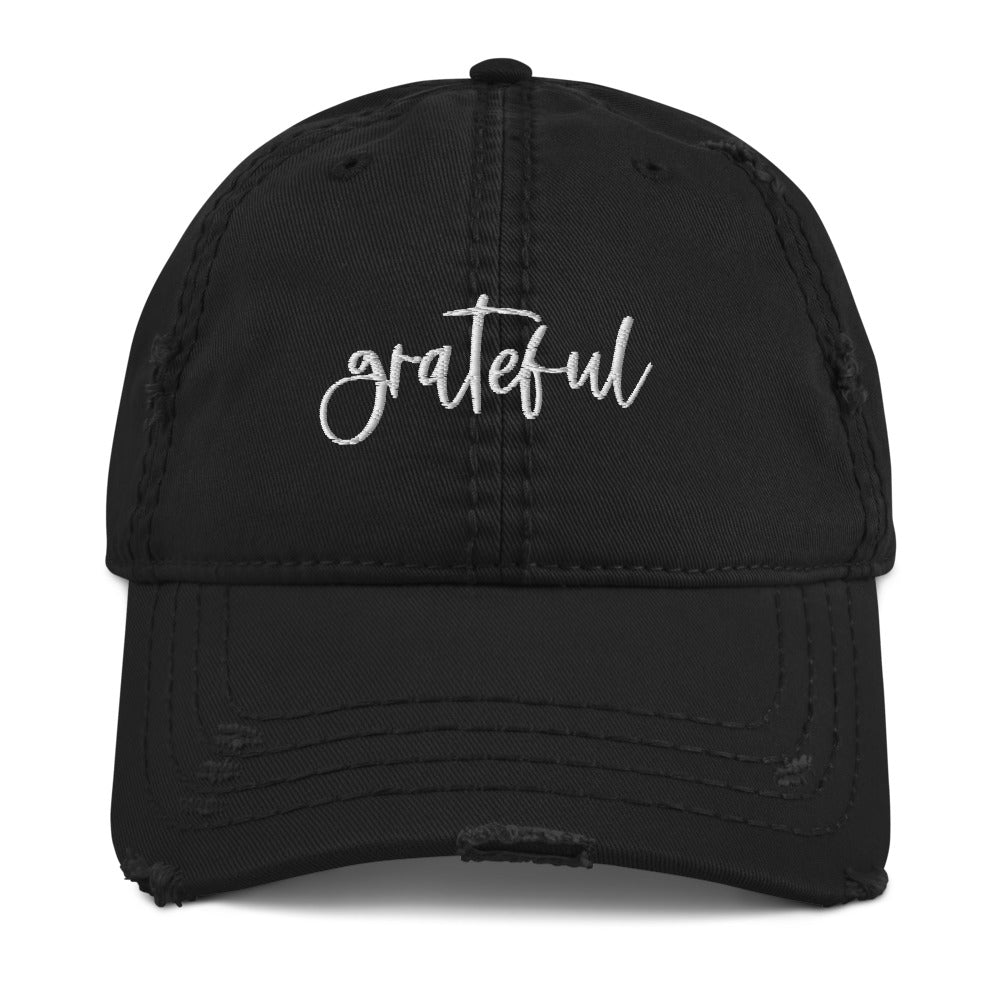 Grateful Embroidered Distressed Hat