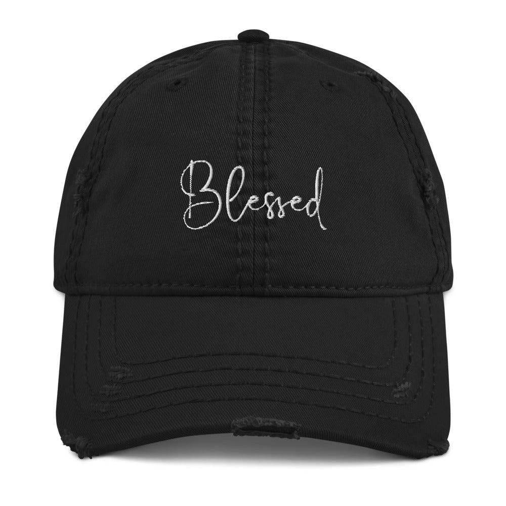 Blessed Embroidered Distressed Hat