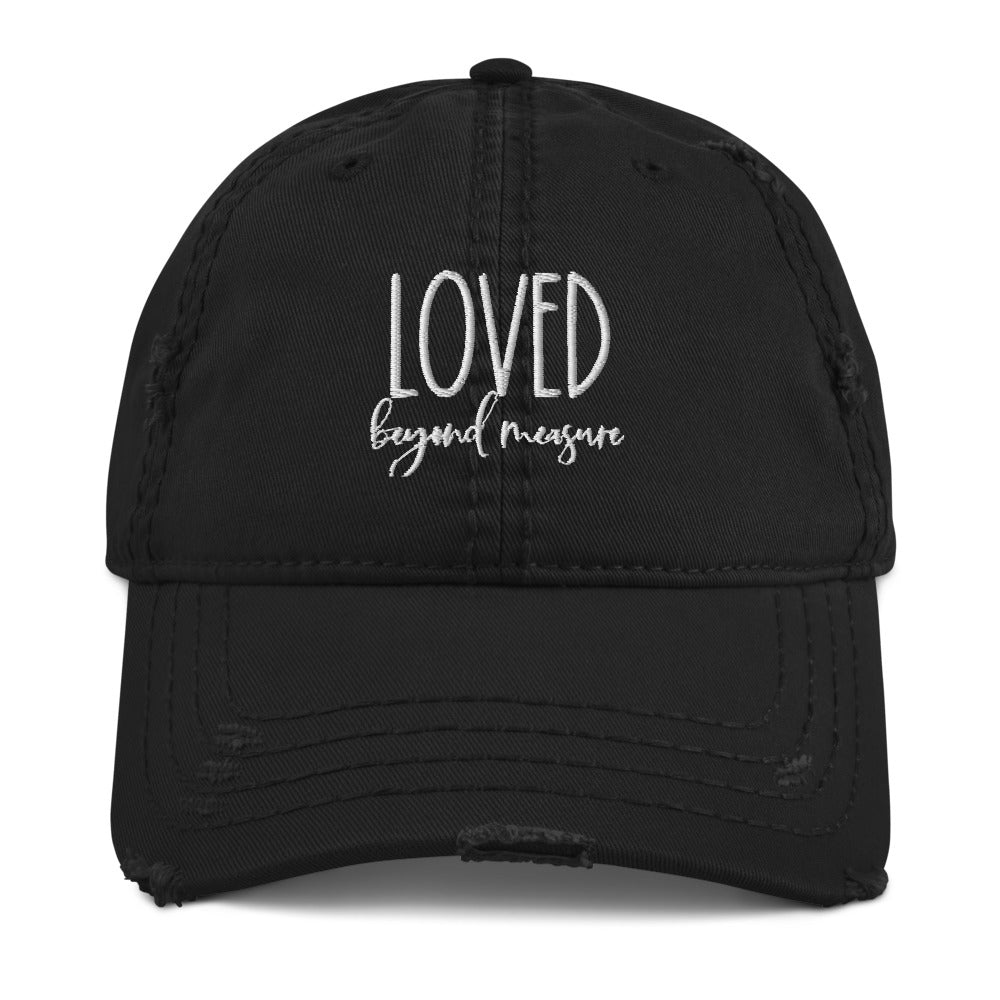 Loved Beyond Measure Embroidered Distressed Hat