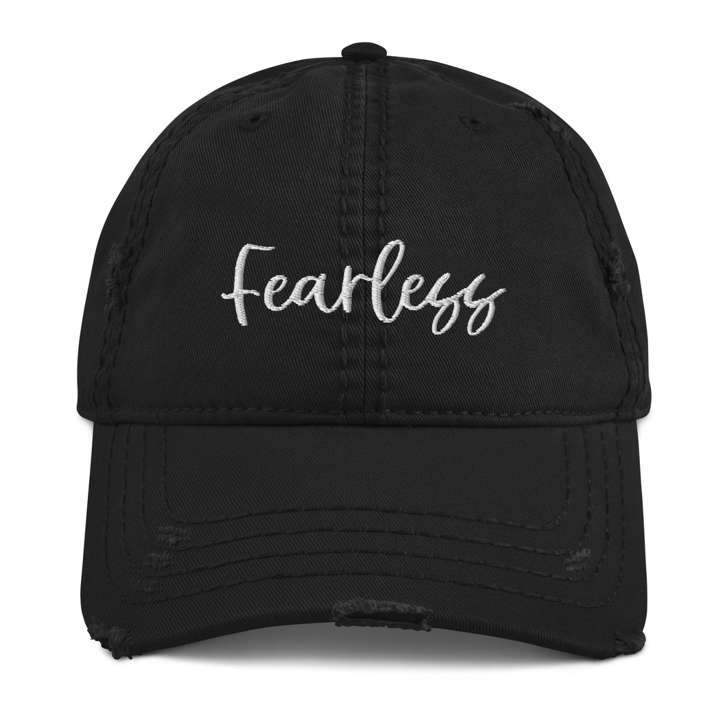 Fearless Embroidered Distressed Hat