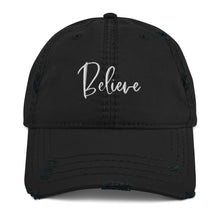 Load image into Gallery viewer, Believe Embroidered Distressed Hat
