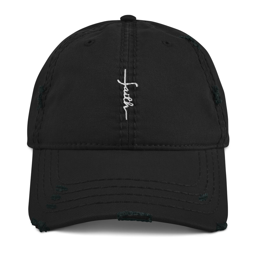 Faith Embroidered Distressed Hat