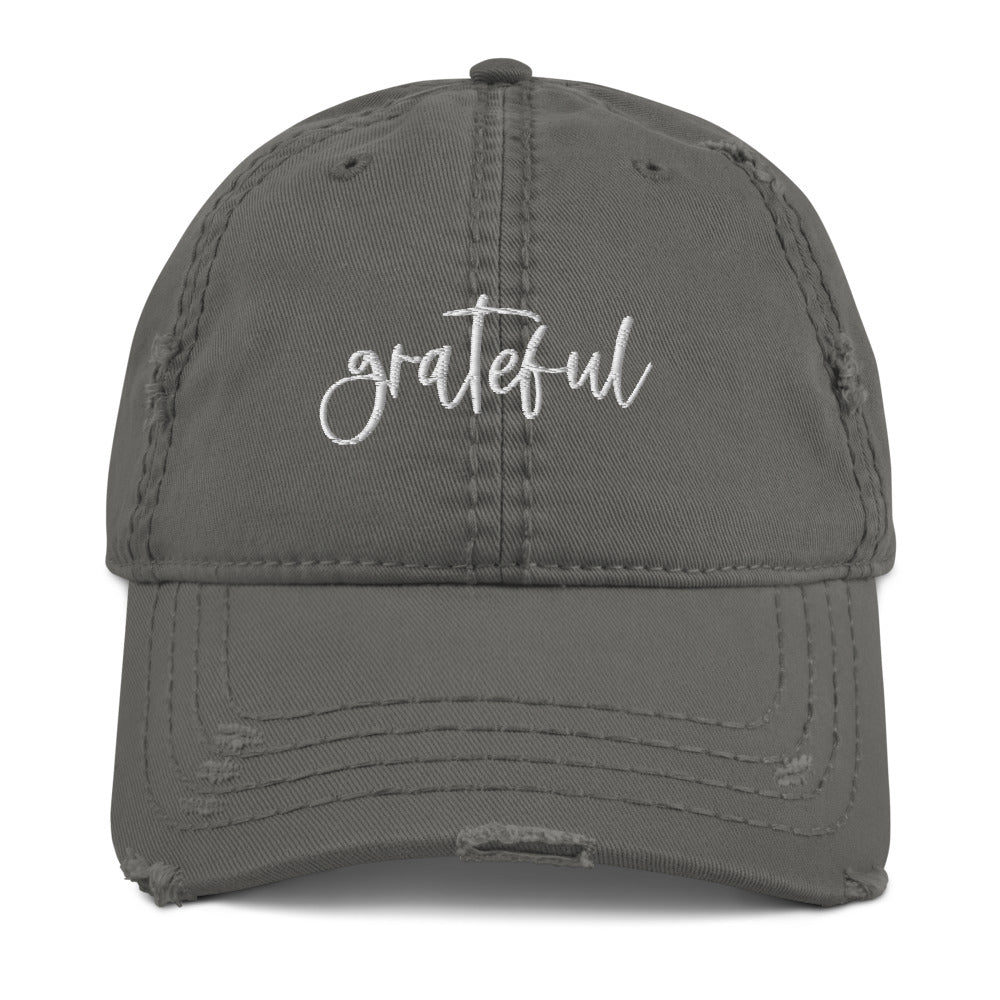 Grateful Embroidered Distressed Hat