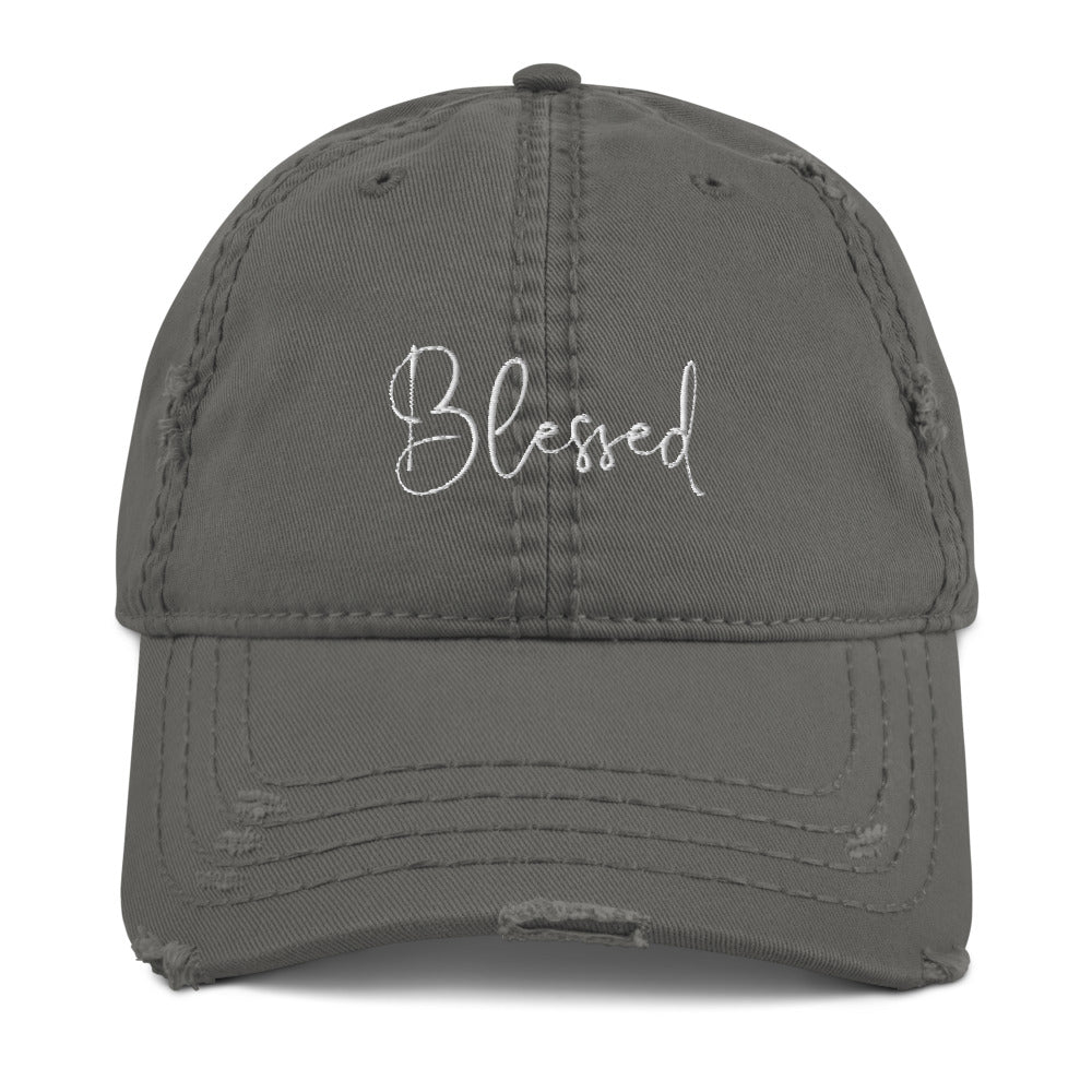 Blessed Embroidered Distressed Hat