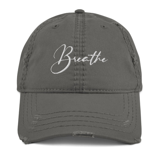 Breathe Embroidered Distressed Hat