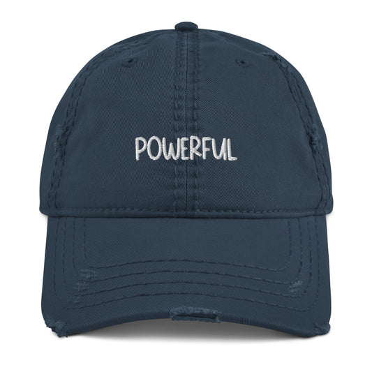 Powerful Embroidered Distressed Hat