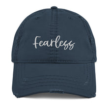 Load image into Gallery viewer, Fearless Embroidered Distressed Hat
