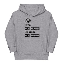 Load image into Gallery viewer, Love Our Planet Protect Our Future Youth Hoodie
