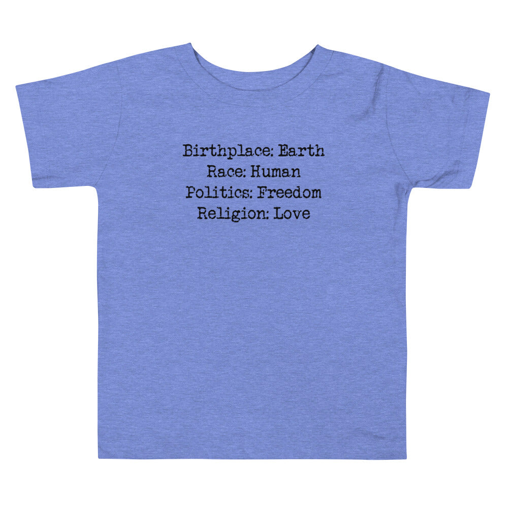 Birthplace: Earth Toddler Tee