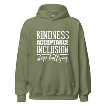 Load image into Gallery viewer, Kindness Acceptance Inclusion Stop Bullying Unisex Hoodie
