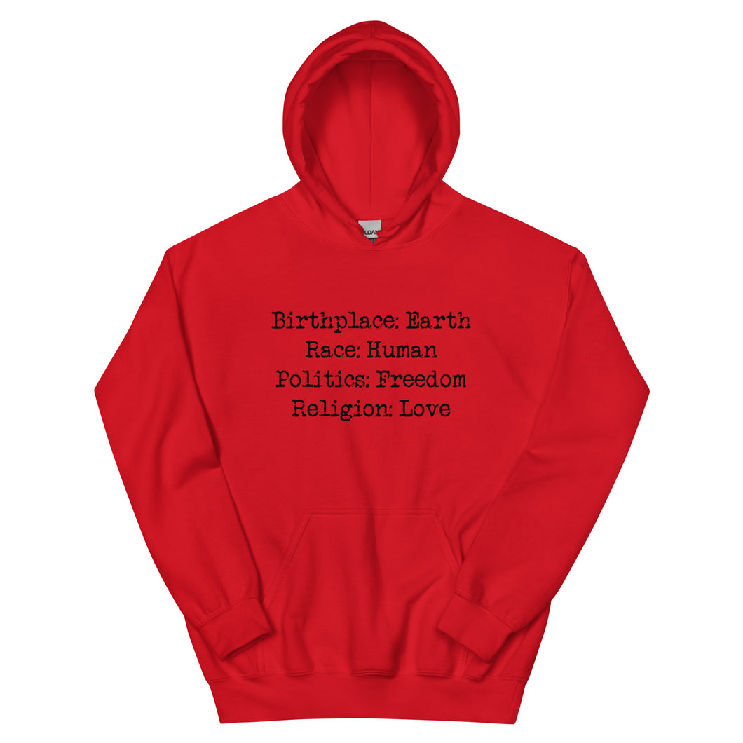 Birthplace: Earth Unisex Hoodie