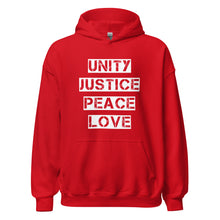 Load image into Gallery viewer, Unity Justice Peace Love Unisex Hoodie
