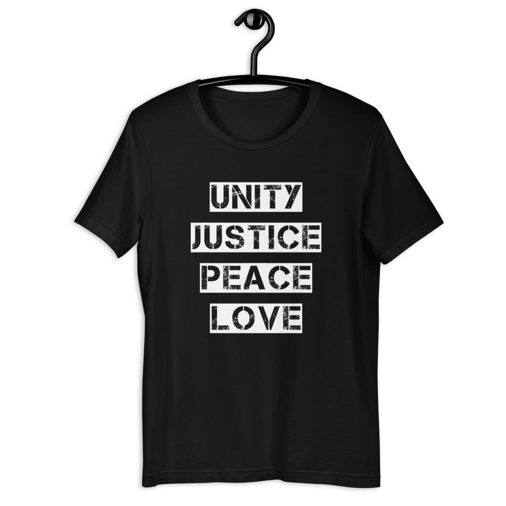 Unity Justice Peace Love Short Sleeve Unisex Tee