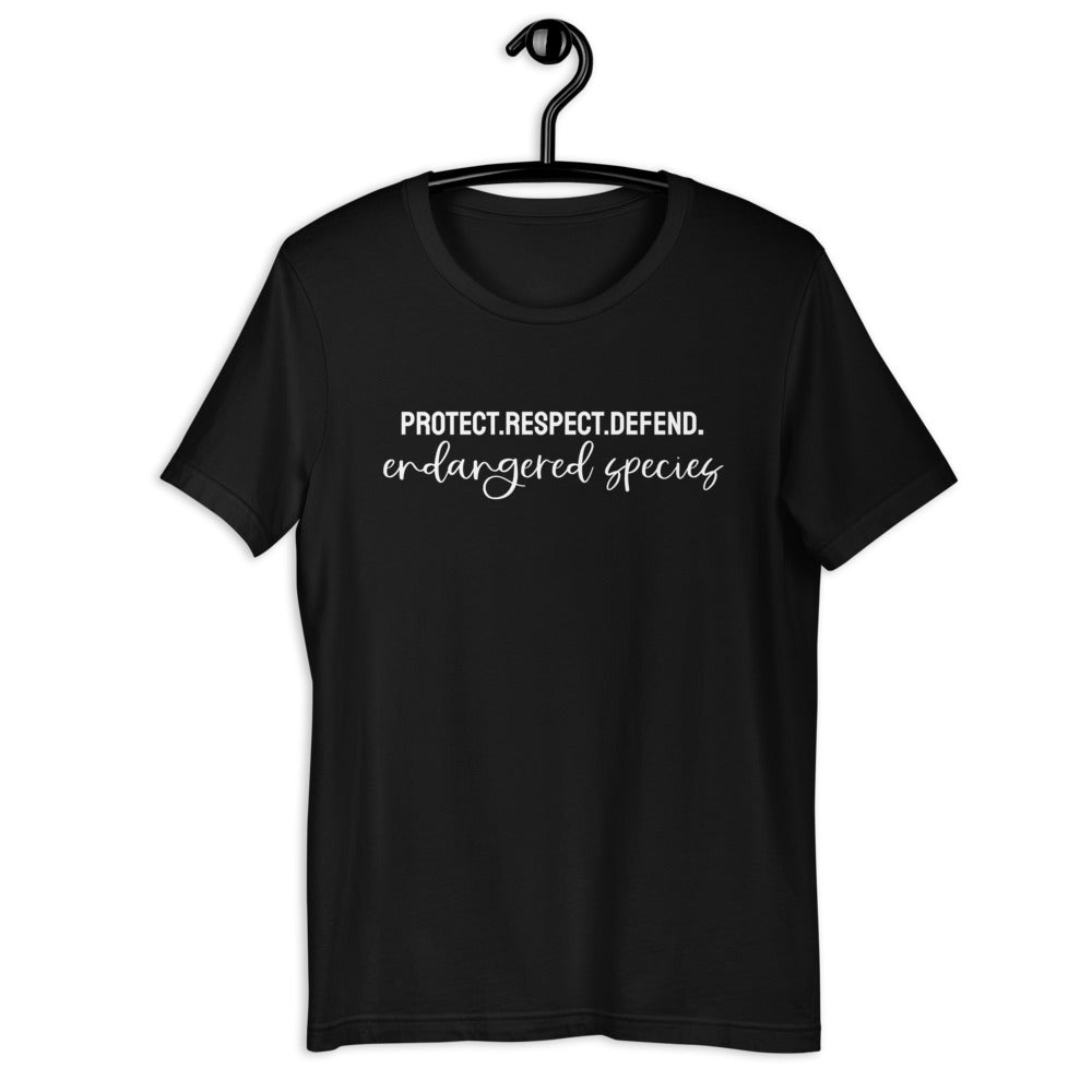 Protect Respect Defend Endangered Species Short Sleeve Unisex Tee