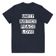 Load image into Gallery viewer, Unity Justice Peace Love Youth Tee
